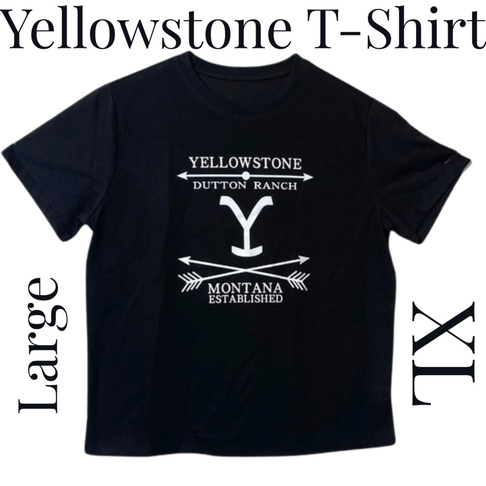 Black Yellowstone Shirt Dutton Ranch Montanna Established Womens X-Lg Tee Shirt